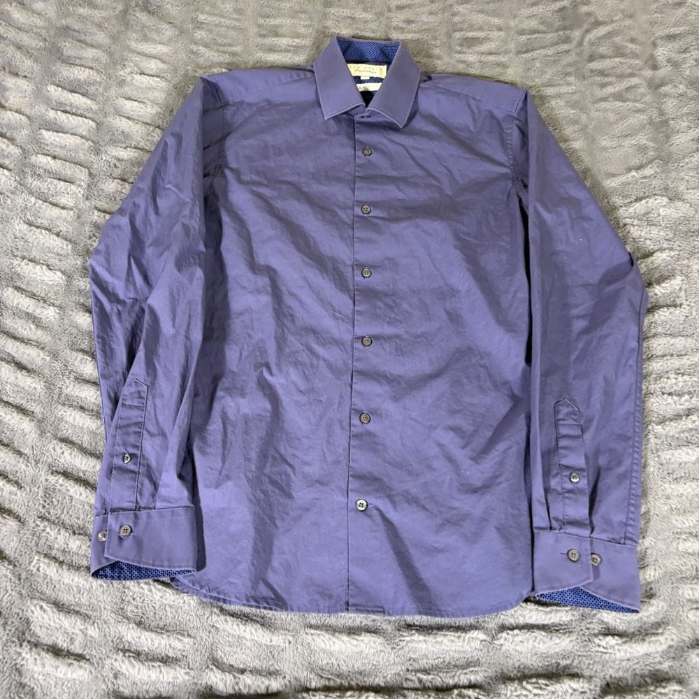 Ted Baker Endurance Slim Fit Dress Shirt Purple 14.5 Long Sleeve Button Up AR848